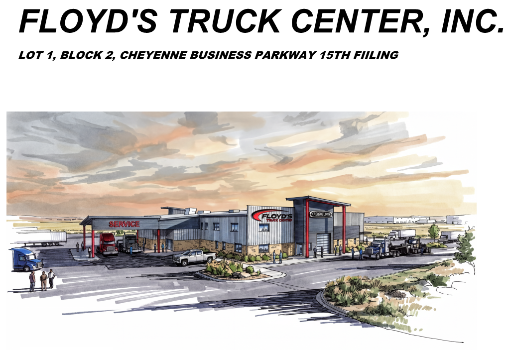 Rendering of Floyd's Truck Center service and showroom facility