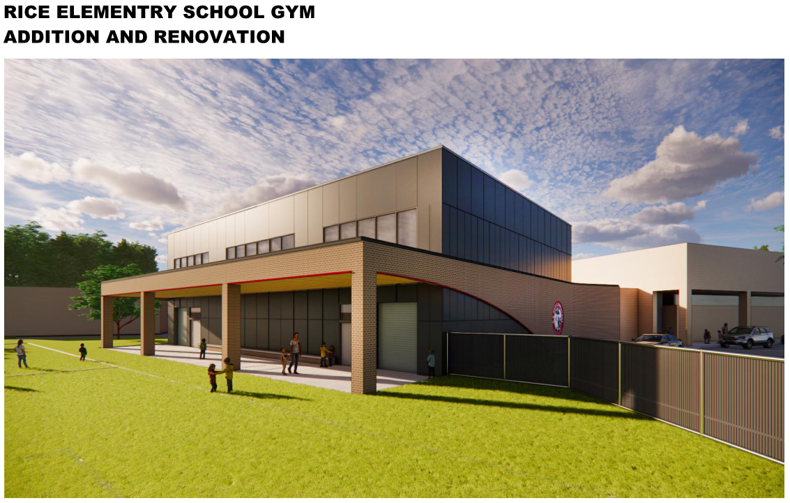 Rendering of the Rice Elementary School gym addition and renovation